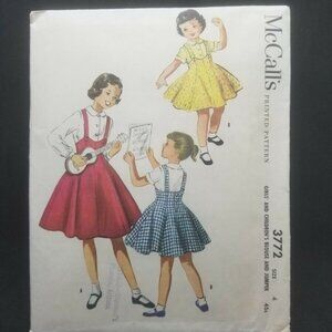 McCall's 1956 Girls' & Children's Blouse & Jumper Sewing Pattern #3772 Size 4